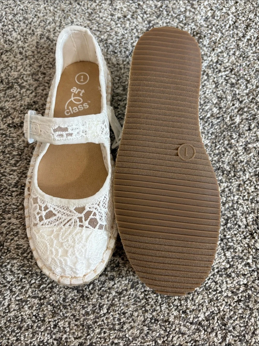 art class White Lace Mary Jane Flats for Girls